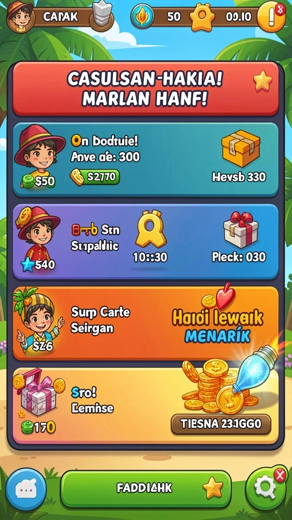 Screenshot menampilkan misi dan tantangan dalam game.